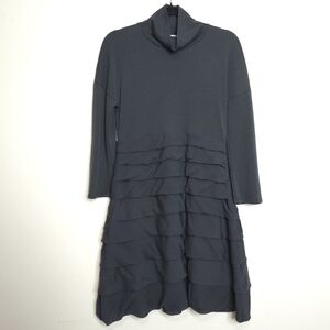 SportMax Max Mara Made in Italy Silk & Wool Ruffle Tiered Dress Gray Size Large